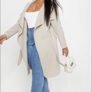 Plus Mocha Waterfall Coat 22 Pretty Little Thing